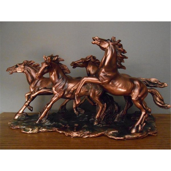 Marian Imports Marian Imports F53150 Four Wild Horses Bronze Plated Resin Sculpture 53150